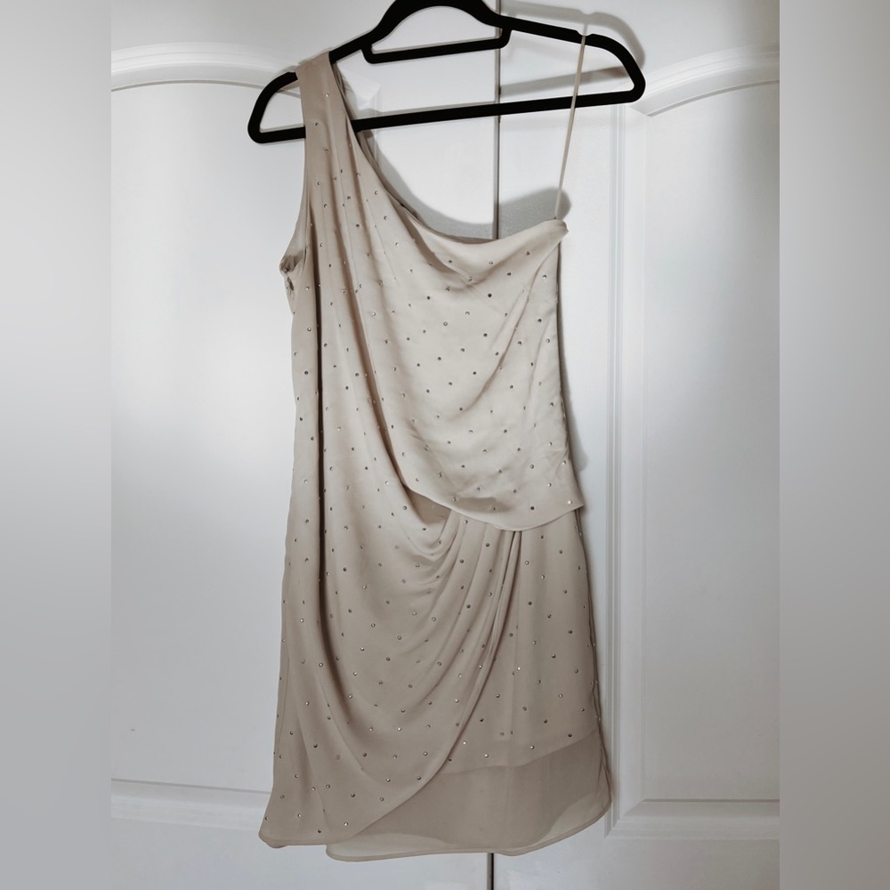 Express Embellished Rhinestones Cocktail One Shoulder Dress